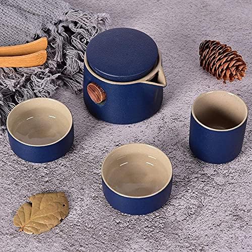 LIANXIAO - Пътен Керамични Чай, Преносим Комплект Чаени Чаши за чай кунг-фу на открито, Комплект Чаши с пътната чанта