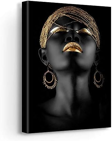 Блейз Платно Африканско Изкуство Черно злато Модерната Жена Платно Изкуството на Стенно Изкуство, Начало Декор (18 x 24 Галерия