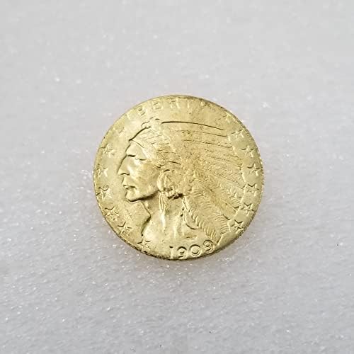 Старинни Занаяти Американската Златна Монета 1909 г.-S$5 Златни Индийска Монета с Половин Орел Сребърен Долар