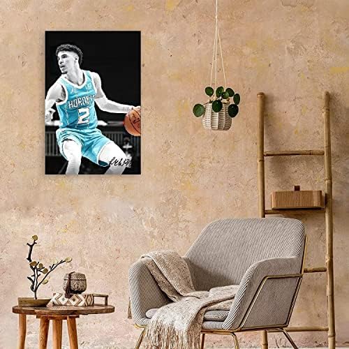 Баскетболен Плакат Lamelo с топката, 12x18 инча (30x45 см), Платно, Без рамка, Вдъхновяващи Плакати За Естетиката на Помещението,