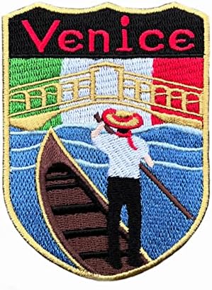 Нашивка Венеция Италия (3,5 инча), Изцяло Бродирани Желязо / Пришитый Иконата, Апликация за пътуване в Европа, Спомен