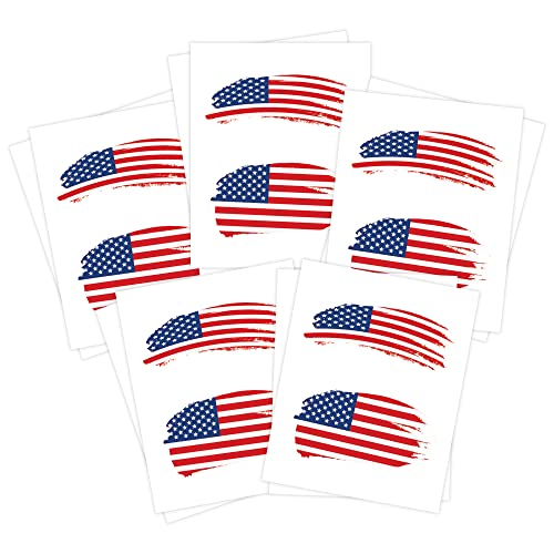 Временни татуировки с американски знамена по лицето | Опаковка от 10 броя | Червена, Бяла и Синя Американска парти | ПРОИЗВЕДЕНО