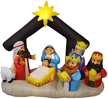 Комплект от две украса за Коледното парти, включва надуваема сцена на Рождество с дължина 6 метра с три царе и
