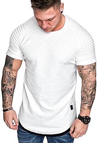 Мъжки спортни Модни Памучен тениска - Базова тениска с кръгло деколте и дълъг ръкав, Спортни Монофонични топ - 5 цвята