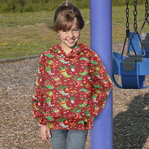 Plaaee/Детски Пуловер за Момчета и Момичета, Блузи, Коледни Чорапи за Нова Година, Ежедневни Hoody с Качулка