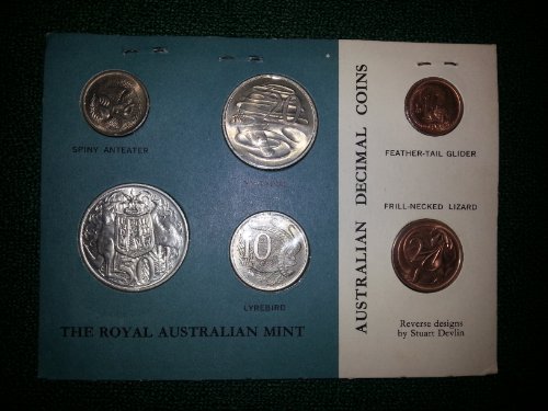 Набор от монетния двор на Австралия десетични монети 1966 г.