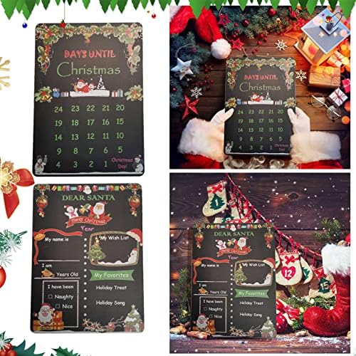 Коледен Календар за Обратно броене, бяла Дъска, Коледен Списък с Желания, Двустранен Надпис, Множество Дървена Дъска За Деца,