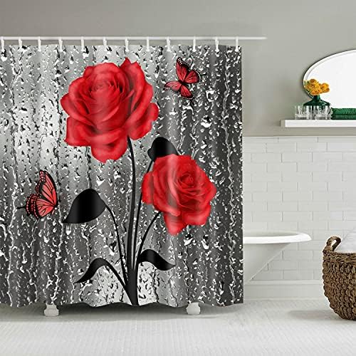 Комплект за украса завеса за душа в банята Fangkun - Дизайн с участието на пеперуда във формата на цвете Роза