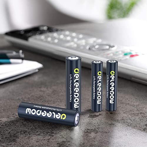 Deleepow Акумулаторни батерии тип AAA от 1,5 1200 МВтч-4 Опаковки Литиеви Акумулаторни батерии тип AAA с LCD