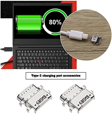 2 бр. Смяна на порта за зареждане USB Type-C, която е Съвместима с Lenovo ThinkPad E480 E485 E580 R480 E590, Порт за зареждане
