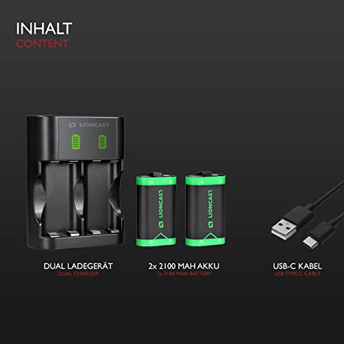 Акумулаторни батерии Lioncast за Xbox Series X & S/контролер Xbox One, Зарядно устройство с капацитет от 2100