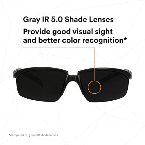 Защитни очила 3M, серия Solus 2000, Защита от надраскване, обектив IR оттенък 5.0 Сив цвят, Черни / Зелени лък тел
