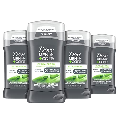 Дезодорант-стик Dove Men + Care за мъже Extra Fresh 4 Бр., Без алуминий 72-Часова Защита От Миризмата на Мъжки Дезодорант,