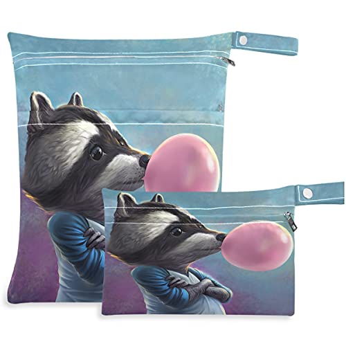 visesunny Скъпа миеща мечка с Розова Дъвченето на гумена лента, 2 бр., Влажна чанта с джобове с цип, Моющаяся Множество