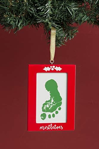 Отпечатък на ръка или следи от краката на бебето Lil Праскова с пайети, Персонални Украса в памет на Коледното дървото