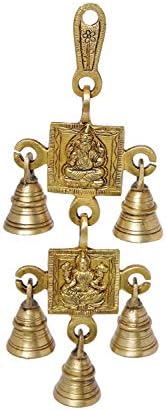 Пет Камбани, Месингови Висящи Статуи на Хиндуисткия Бог Ганеш и Богинята Лакшми Джи, Гравирано Гоблени, Украса