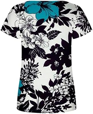 Lounge Tee Женска Тениска 2023 От Памук с Къс Ръкав и VОбразным Деколте с Цветен Модел, Блуза Свободно, Намаляване, Риза за