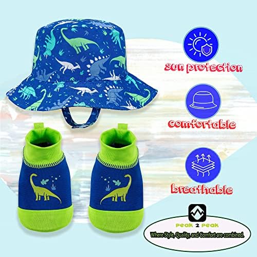 Комплект от детска шапка за плуване и пинеток PEAK 2 PEAK, за момичета и момчета, Регулируема лента велкро - на Възраст