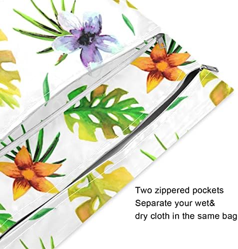 xigua Тропически цветя Длан Водоустойчив Влажна чанта за Филтър да Пере Пелени за Многократна употреба Мокри и