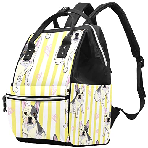 Куче Кученце Жълто Райе Пелена Чанта на Мама Раница с Голям Капацитет Чанта За Памперси Кърмещи Пътна Чанта за Грижа за Детето