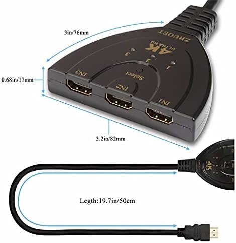 HGVVNM 4K 3D Mini 3-портов HDMI-съвместим табло 1.4 b 4K Switcher Сплитер 3 in 1 Out Port Hub (цвят: както е показано, размер: