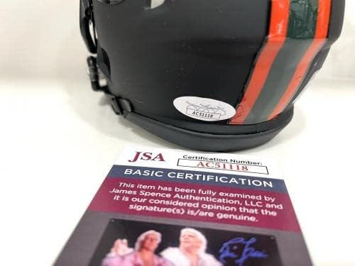 Мини-Каска с автограф на Тайлера Ван Дига Miami Hurricanes, СЕРТИФИКАТ за JSA - Каски NFL с автограф