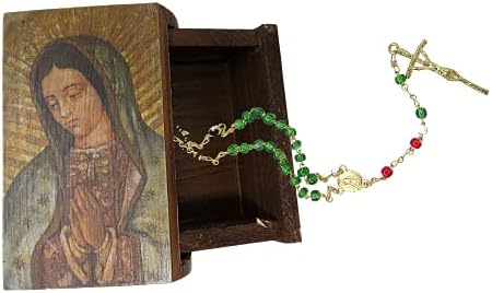 Needzo Малка Дървена стойка за Четок с Рисувани на Дева мария от Гуадалупе, Католическата Малка Ковчег за