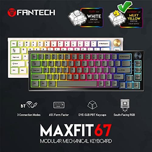 Ръчна детска клавиатура FANTECH MAXFIT67 с 3 режима на работа, с RGB подсветка, 65% (67 клавиши) Механична Клавиатура Bluetooth/2.4