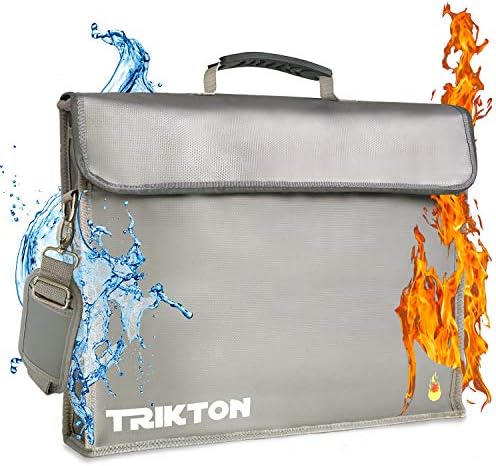 TRIKTON X-Голяма, 16x12x3,5, Пожароустойчива чанта-сейф за документи с TSA заключване, XL, напълно откриващата се с цип,