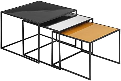 Мебелен Комплект от 3 Модерни Страничните части, Черна Метална Рамка, за Всекидневната, Апартамент, Офис