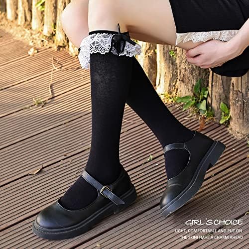 SEMOHOLLI/ Дамски Модни Чорапогащи до Коляното За Момичета С Дантелен завършек под формата на Banta И Накъдрен, Сладки Памучни