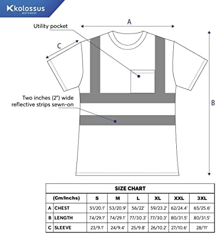 Работни ризи Kolossus за мъже - Къс ръкав, Висока видимост - Строителна облекло - Светлоотразителни елементи с джобове