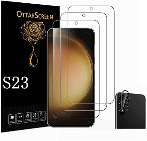 Защитно фолио за екрана OttarScreen Galaxy S23 【3 + 1 опаковка】 1 опаковка за защита на обектива на фотоапарата, съвместим