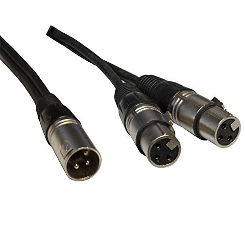 Сплитер кабел XLR Y: 3-пинов, черен (1 фут, от 1 щепсела до 2 розетки)