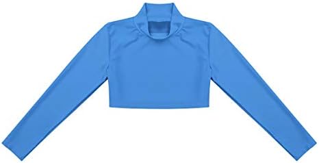 ACSUSS/ Съкратен Блузи За момичета, Тениска с дълъг ръкав от чист материал, Риза с висока воротом, Основи на Балетна