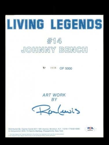 ДНК PSA Джони Бенча С Автограф на Снимката 8x10 Рон Луис с Червено Автограф - Снимки на MLB с автограф