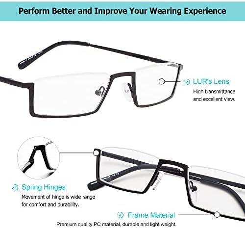 LUR 3 опаковки на метални очила за четене в полуободке + 3 опаковки очила за четене без полуободки (само 6 двойки ридеров + 0,50)