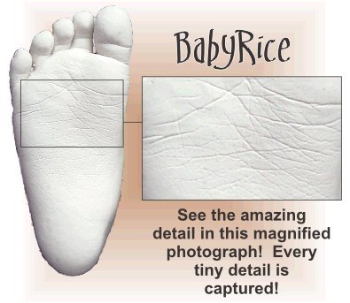 Комплект за леене BabyRice Baby Сребърни Отливки за ръце и Крака, с Черна Рамка