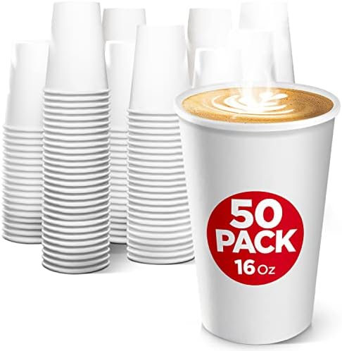 За еднократна употреба бели Хартиени чаши кафе на -16 грама (50 опаковки) - Картонени Чаши, Чаши за горещ чай, горещ