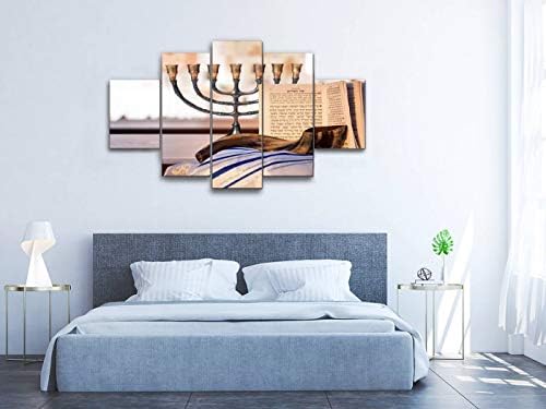 Нощувка в САЩ Платно Художествена стена еврейската менора шофара молитвеник и tallit национален ден на картини