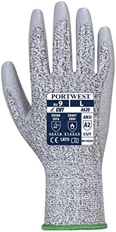 Ръкавица за ръцете Portwest A620 Comfort LR Cut от изкуствена кожа Сив цвят, XX-Large