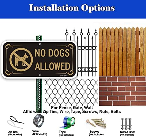 Знак с надпис Кучета е забранено, 2 опаковки, 12 x 6, Отразяваща от алуминий, без ръжда, защитен от uv и атмосферни влияния,