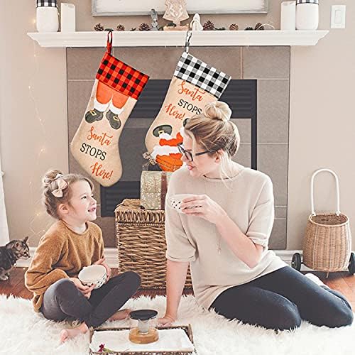 Adurself 2 Опаковки, Коледни Чорапи, 18 инча, Памучни Реколта Чорапи на Дядо Коледа Голям размер от Зебло, Подарък