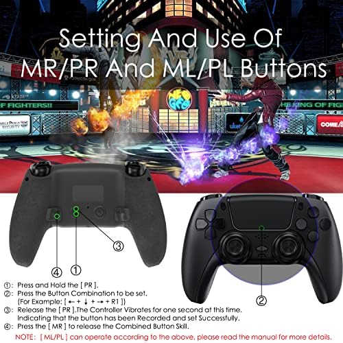 Безжичен контролер Cenxaki за PS4/PS3, Дистанционно гейм контролер с 2 Потребителски бутони / Двойна вибрация / 6-Осово движение