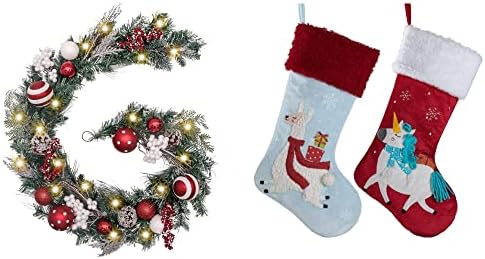 Валери Мадлин Коледна Стойност на Сухожилие, 6 фута Коледна Гирлянда, Коледни Чорапи за работа на Открито Домашна