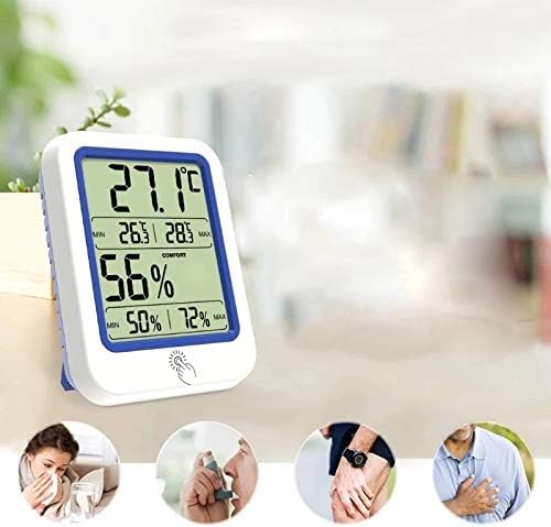 Влага Температура IRDFWH, Сух и Влажен Термометър Термометър с Подсветка, Влагомер, Сензор с Голям LCD Дисплей