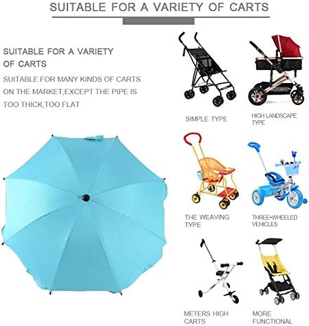 Чадър с регулируема шнур WHZ за колички за голф, детски колички и инвалидни колички, за защита от дъжд и слънце (Лазурен)
