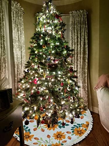 Baegutly Коледно Дърво Пола Яка Слънчогледи Цветен Есенен Ден на Благодарността Хелоуин Дърво База Матов Калъф за Коледното