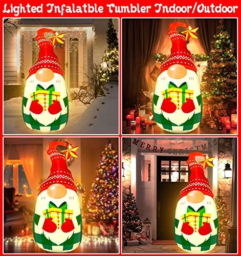 Надуваеми Улични Коледна Украса с осветление с дължина 5 метра - Надуваем Чаша с Гномом Коледа/Зимни Почивки/Нова