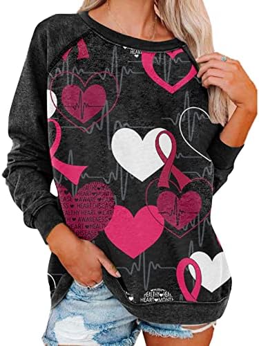 Дамски hoody на Деня на Свети Валентин с принтом във формата на сърце, риза с яка издържа и любовни писмо с дълъг ръкав, сладък